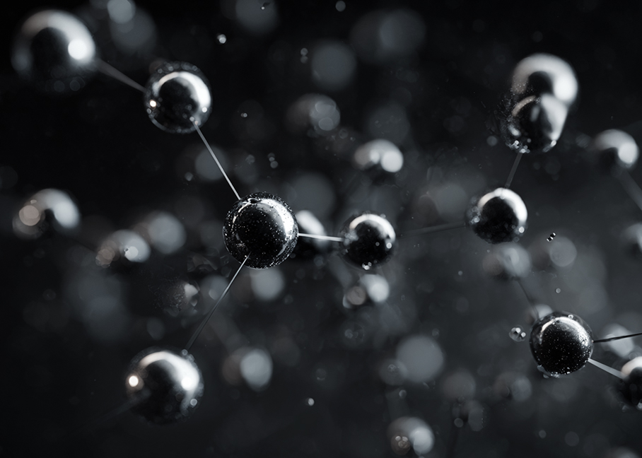 OVVO Optics Ti2 abstract molecular structure visual representing titanium material science
