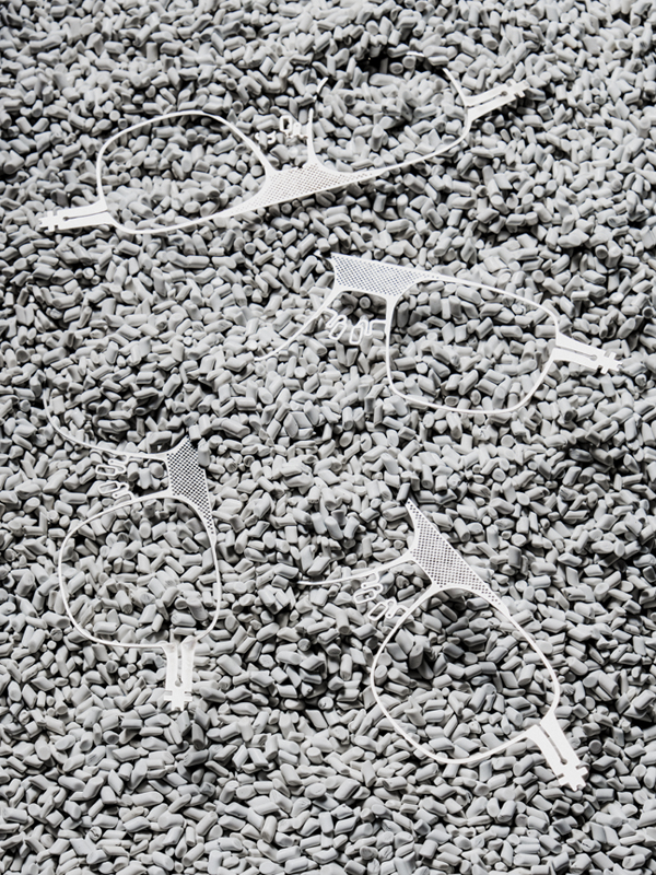 Close-up of the handcrafted details and precision engineering in an OVVO Optics eyewear frame.