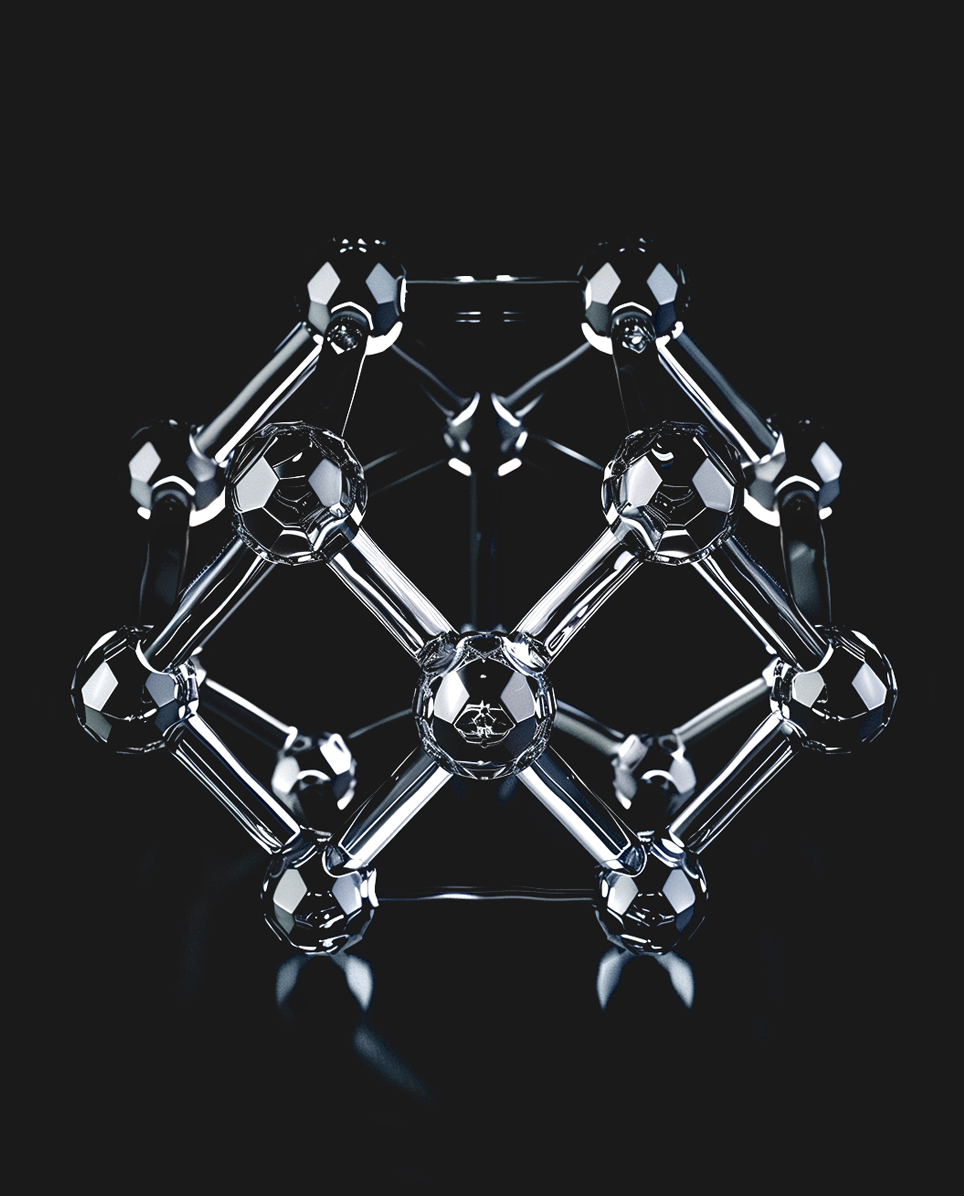 Atomic level synthesis of DLC coating showing carbon atoms rearranging into a diamond-like structure.
