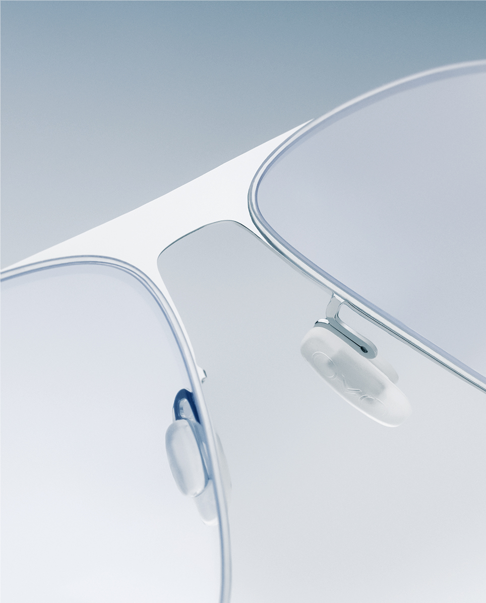 3D adjustable nose pads on OVVO frames for a personalized and comfortable fit.