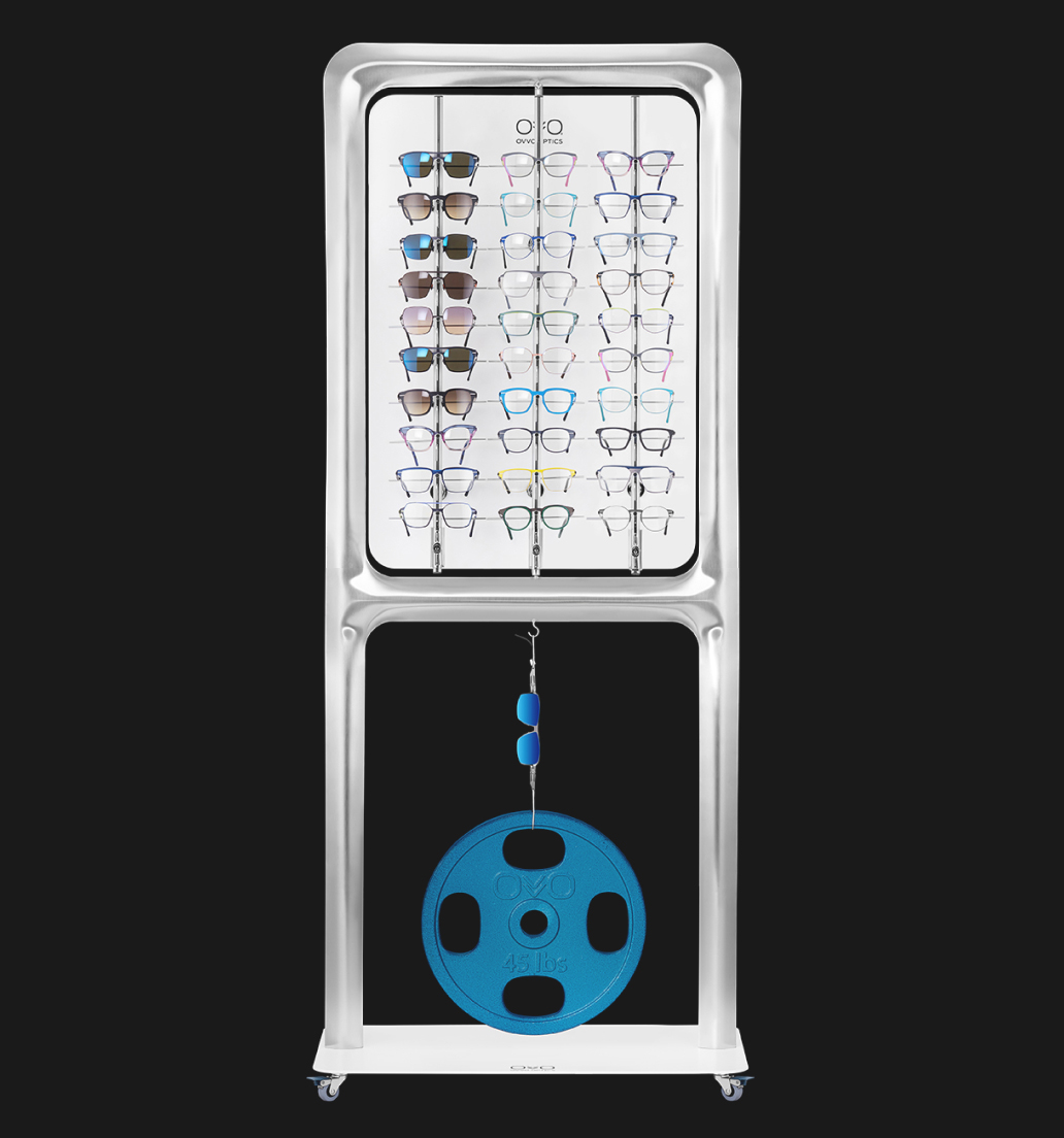 Ultimate 60-piece double-sided gallery display showcasing the entire OVVO Optics collection.