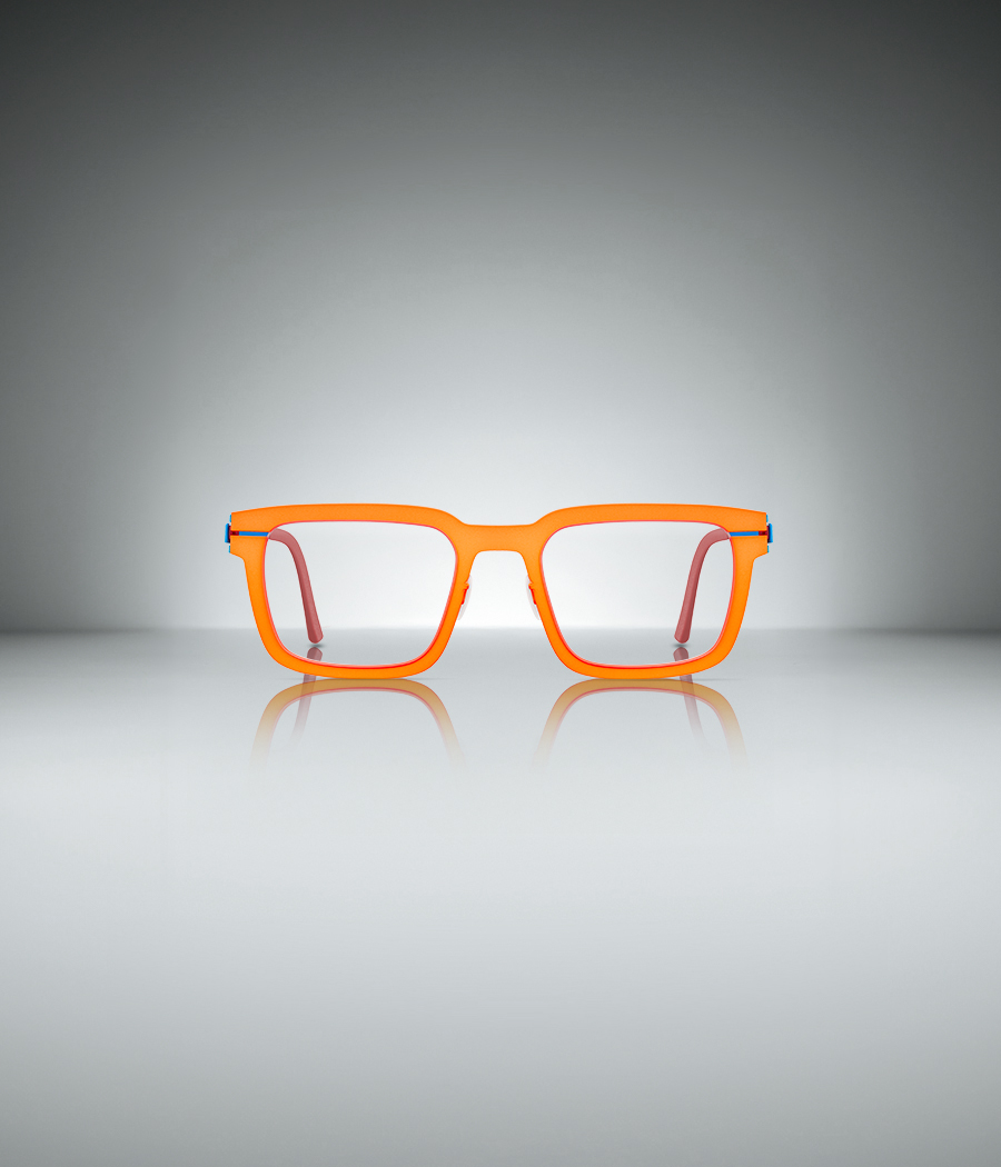 OVVO Optics Federico rectangular orange optical frame front view on a light gray background